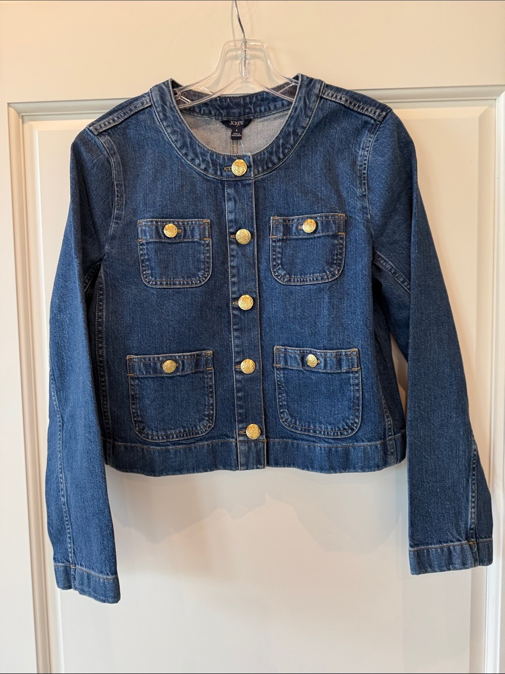 J. Crew Blue Denim Jacket with Gold Buttons - NWT Size 6